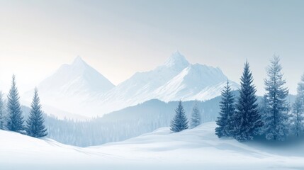 Obraz premium Serene winter wonderland snow capped peaks tranquil scene