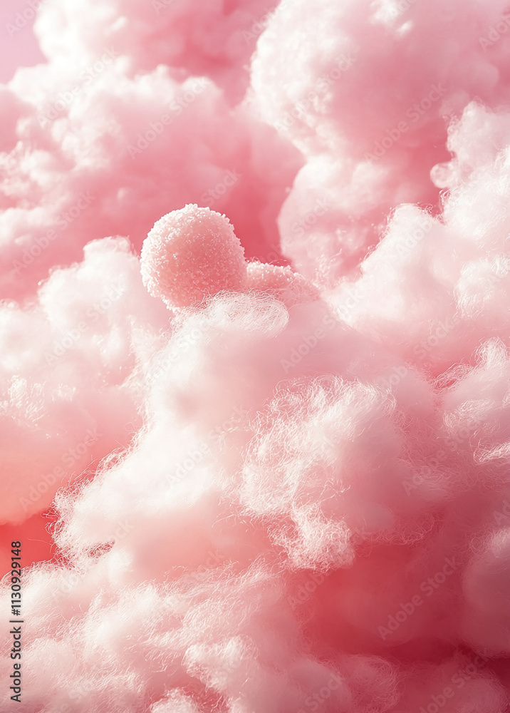 Poster Soft pink clouds create a dreamy atmosphere in a whimsical setting