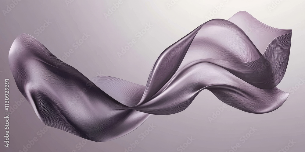 Wall mural light plum background with a flowing wave illustration. gentle gray textures and smooth bends create