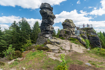 Summit of Vysoky kamen hill in westernmost part of Krusne hory mountains in Czech republic