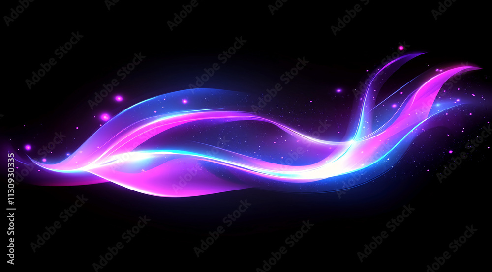 Aufkleber Colorful abstract waves of light create a mesmerizing visual effect against a black background. Abstract art illustration
