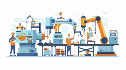 Modern Machine Factory Equipment for Industrial Manufacturing Landing Page Template