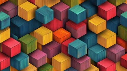 Obraz premium A vibrant arrangement of colorful wooden blocks stacked together, creating a lively and playful atmosphere.