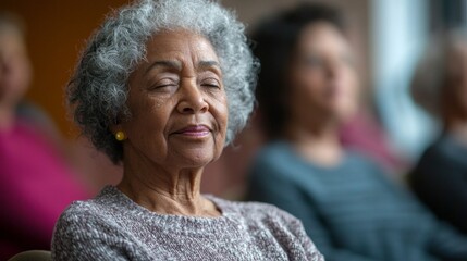 In a warm and supportive environment, seniors engage in chair yoga, promoting mindfulness and relaxation. The class fosters connection and well-being among participants