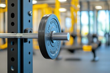 Barbell Plate Sliding onto Bar, Metallic Focus