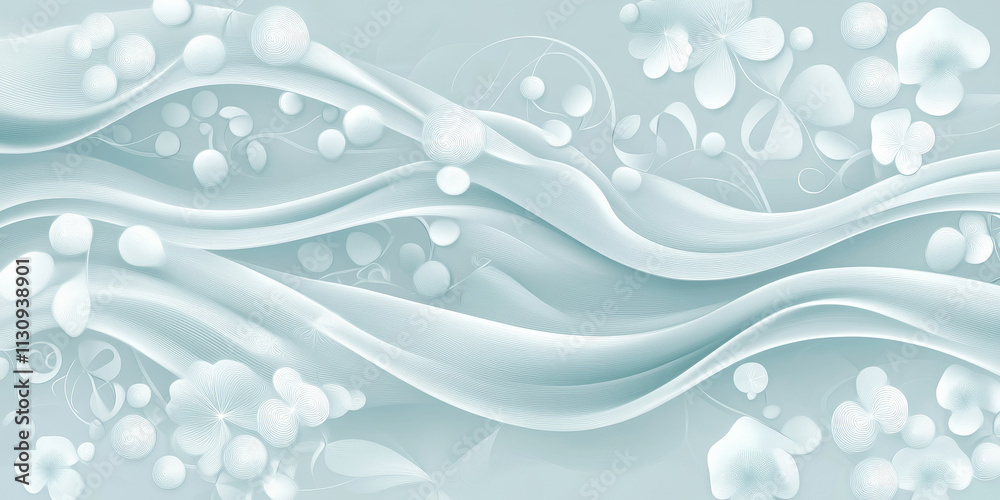 Wall mural powder blue background with soft bending wave patterns. light gray textures add a touch of elegance,