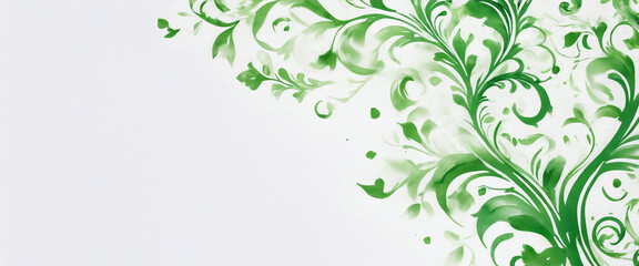 White paper background with green flourishes and copy space