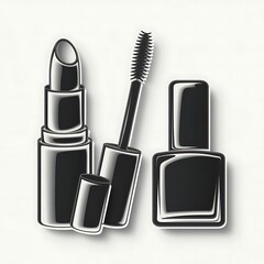 black and white lipstick and nail polish vector
