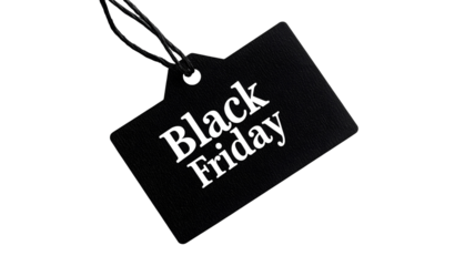 Black Friday sale tag for shopping promotions.
