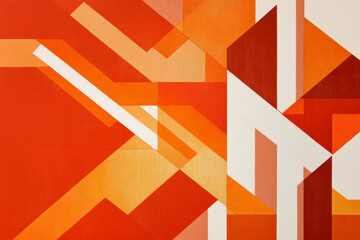 A clean and bold geometric design in fiery orange shades layered over a rich orange background.