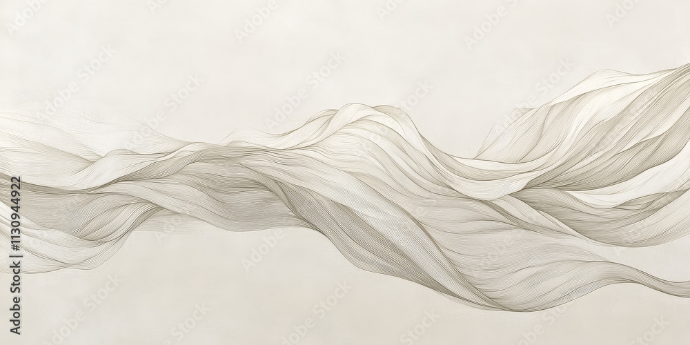 Canvas Prints soft beige background with a wave illustration in gentle bends. the smooth light gray texture adds a