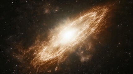 Obraz premium Cosmic Wonder Awe Inspiring Celestial Event Captured in Space Golden Nebula Swirling Stars