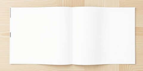 Naklejka premium Bifold brochure mockup template on a wooden background with blank white pages, pages, background