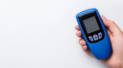 Hand Holding Blue Digital Device, Medical Tech - Minimalist aesthetics