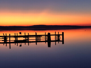 Fototapeta premium Steinhuder Meer, Sonnenuntergang in Steinhude, Herbst