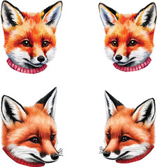 Fototapeta premium fox head silhouette icon set vector color concept 