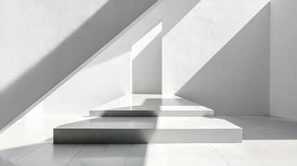 Obraz premium Minimalist Modern Home with Sleek Geometric Shapes and Clean White Backdrop