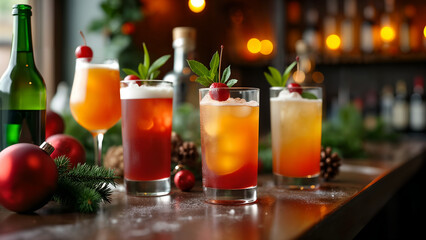 Fototapeta premium Festive Bar with Colorful Cocktails