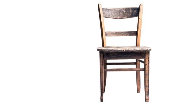 Simple wooden chair with a rustic appearance.