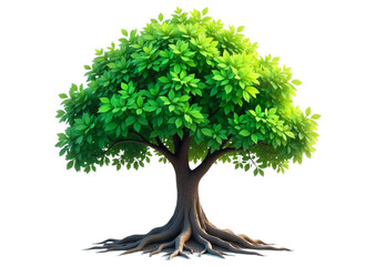 Tree with green leaf isolated, transparent background