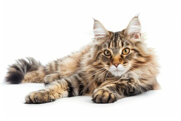 Obraz premium Maine Coon on white backdrop
