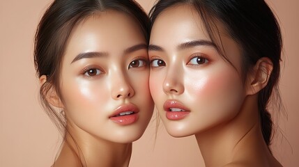 Obraz premium An Asian woman receives a cosmetic injection in a studio setting, highlighting a skincare treatment for facial hydration