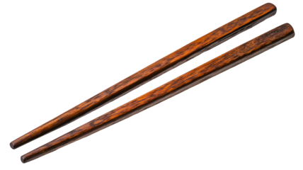 Pair of wooden chopsticks for eating food.