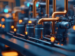 AIoptimized factory producing sustainable products, glowing with clean technology