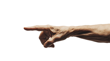 A hand pointing, conveying direction or emphasis.