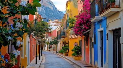 Fototapeta premium Picturesque old town of Calpe with charming streets and historic buildings, Comunidad Autonoma de Valencia
