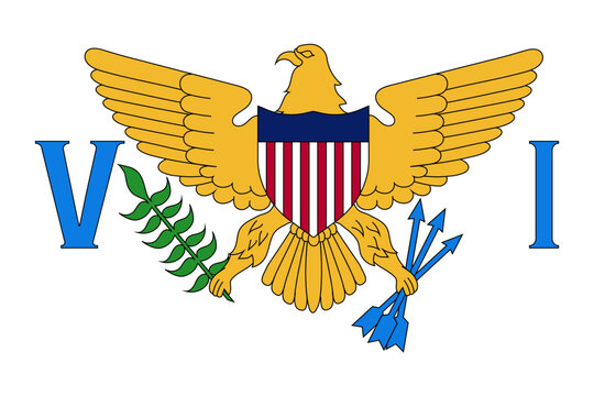 United States Virgin island flag, official colors and proportion correctly. National Virgin Islanders flag. Vector illustration