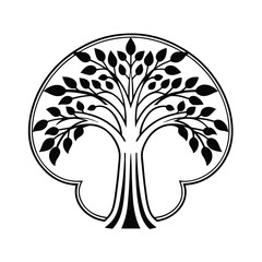 tree simple outline on white background illustration