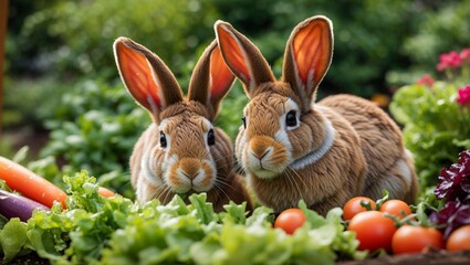 Obraz premium Two brown rabbits