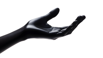 Black gloved hand reaching out.