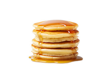 Delicious Golden Stack of Buttery Pancakes Drizzled with Maple Syrup