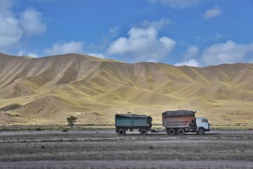 A local freight truck in the mountains of Central Asia