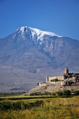 Fototapeta premium The snow-capped historical Mount Ararat between Turkey and Armenia