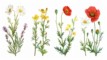 Fototapeta premium Exquisite Wildflowers Featuring a Blend of Fragile and Sturdy Characteristics
