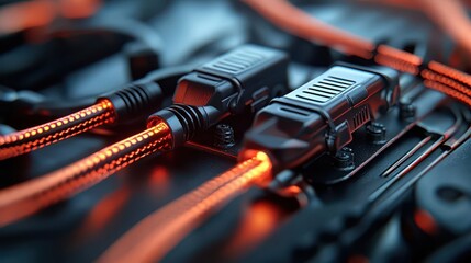 Charging a car battery with jumper cables, safety setup, 3D illustration