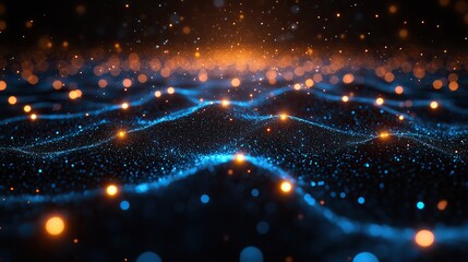 Obraz premium Blue code and network connections represent big data, cloud storage, and artificial intelligence