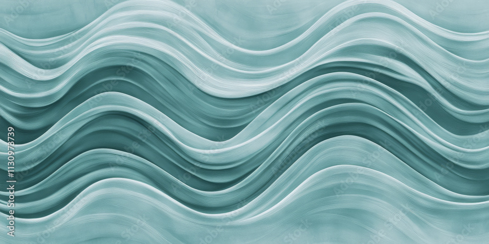 Wall mural light teal background with smooth, bending wave patterns. the light gray texture adds depth, perfect