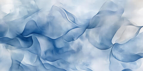 Obraz premium Muted blue and light gray abstract design with flowing organic shapes and smooth gradients. The textures resemble mist, creating an ethereal, dreamy atmosphere for serene and peaceful visuals.