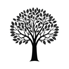 Obraz premium tree simple outline on white background illustration
