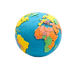 Fototapeta premium Colorful 3D Puzzle Globe World Map, Continents, Countries