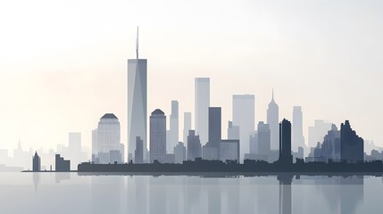A quiet and heartfelt remembrance design showcasing the twin towers in the New York skyline with muted shades