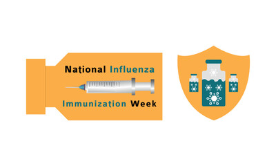 National Influenza Vaccination Week From December 1st to 7th.,Vector Illustration Design Concept A Contagious Influenza Viruses.
Vector Formats.

