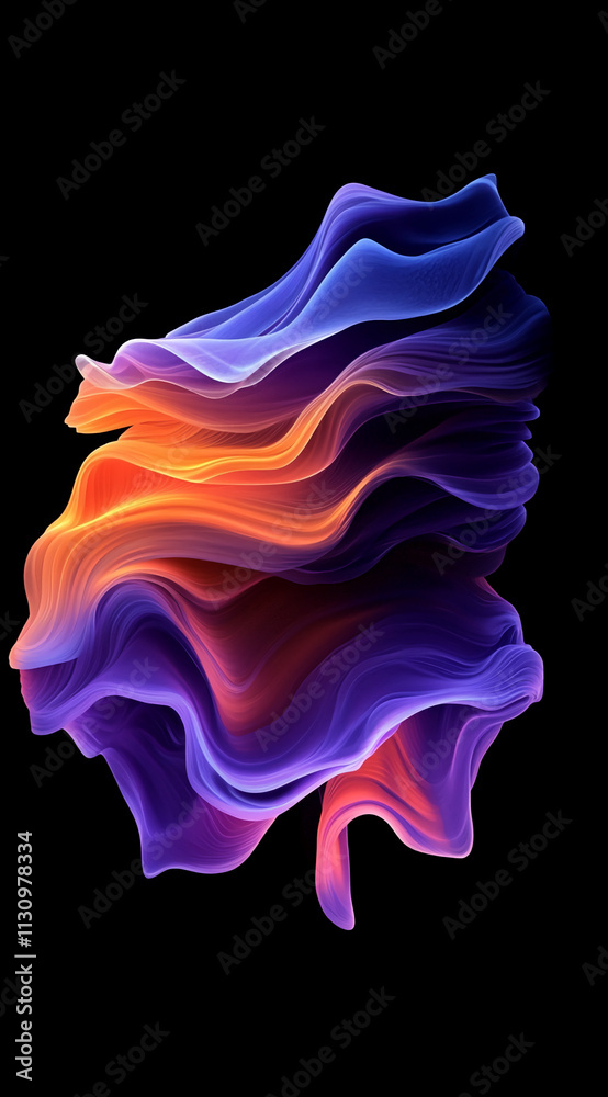 Poster colorful abstract waves create a stunning visual experience with deep purple and vibrant orange. abs