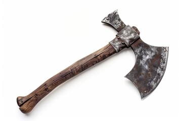 Old battle ax on white background