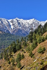 Stunning mountain scenery in Northern India's himalaya region of Himachal Pradesh