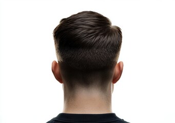 Obraz premium Modern Men's Haircut from the Back with Clean Fade and Styled Top